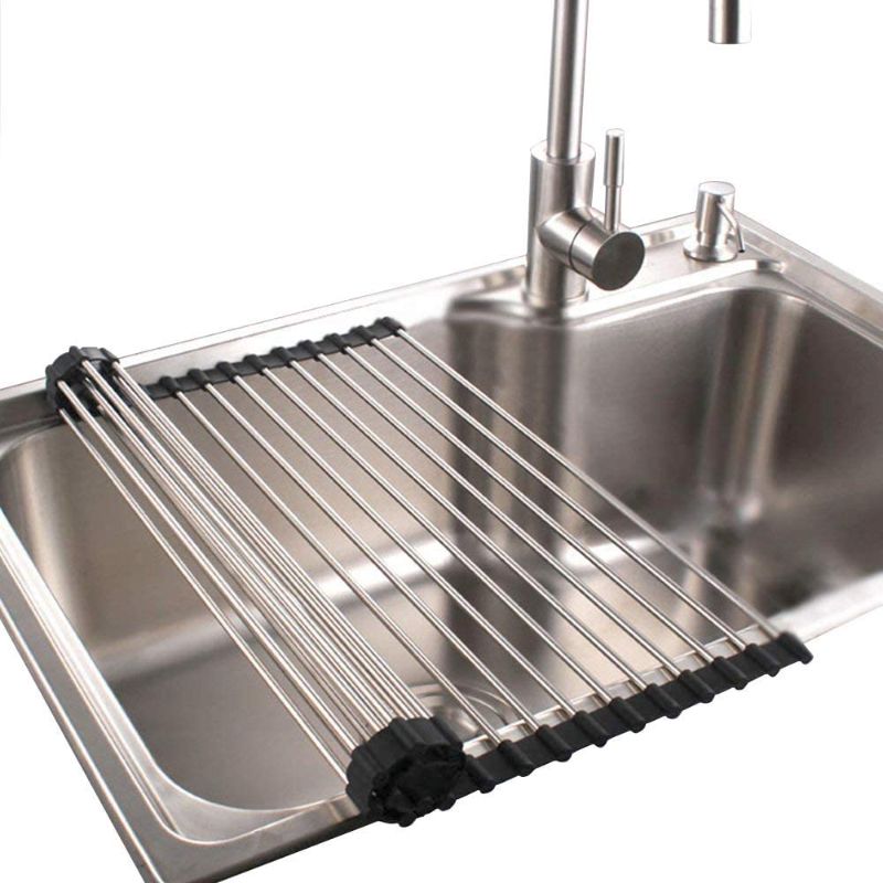 Photo 2 of  Dish Rack Sponge Holder Stainless Steel Roll up Shelf Over Sink Drainer Large