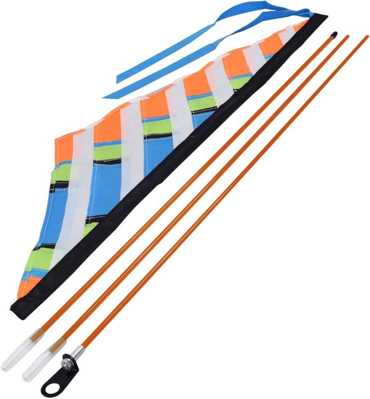 Photo 1 of AlveyTech Multicolor Sail Flag for Bikes & Scooters (Patriotic Flag (with White Flagpole))