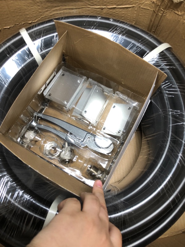 Photo 1 of Hromee Compressed Air Piping System with 3/4 inch x 100 feet HDPE Tubing and Aluminum Outlet Blocks for Garage Connect Air Compressor Hose Accessories 37 Pieces