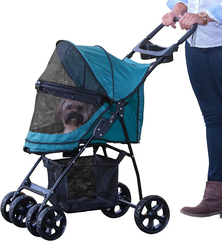 Photo 1 of Pet Gear No-Zip Happy Trails Lite Pet Stroller for Cats/Dogs, Zipperless Entry, Easy Fold with Removable Liner, Safety Tether, Storage Basket + Cup Holder, 4 Colors
