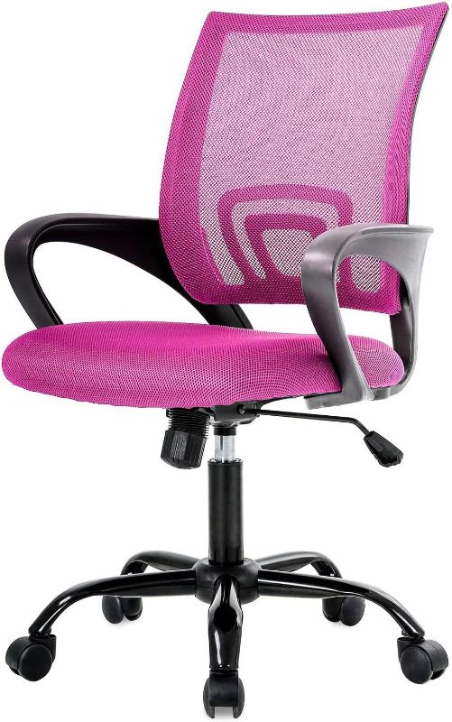 Photo 1 of Simple Home Ergonomic Desk Office Chair Mesh Computer Chair, Lumbar Support Modern Executive Adjustable Stool Rolling Swivel Chair for Back Pain, Chic Modern Best Home Computer Office Chair - Pink