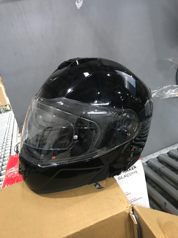 Photo 2 of Daytona Glide - Modular Motorcycle Helmet with Visor | DOT-Approved Full Face Motorcycle Helmet Bluetooth Ready 3X-Large Hi-Gloss Black