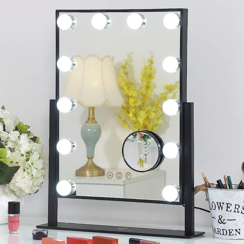 Photo 1 of 
FENCHILIN Lighted Makeup Mirror Hollywood Mirror Vanity Makeup Mirror with Light Smart Touch Control 3Colors Dimable Light Detachable