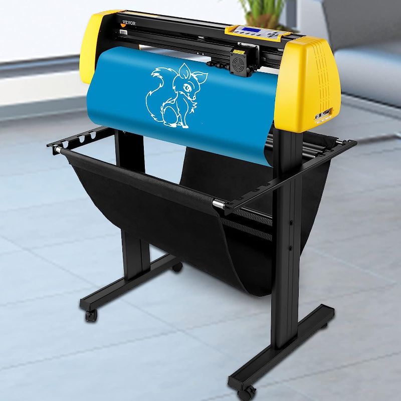 Photo 1 of *POWERS ON*  VEVOR Vinyl Cutter Machine, 34 in / 870 mm Max Paper Feed Cutting Plotter, Automatic Camera Contour Cutting LCD Screen Printer w/Stand Adjustable Force and Speed for Sign Making Plotter Cutter
Visit the VEVOR Store