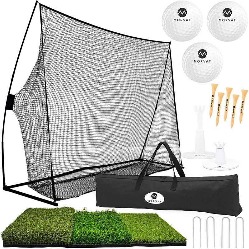 Photo 1 of Morvat Pro Golf Net Set Practice Mat, Golf Balls, Adjustable Tees, Wooden Tees, Travel Golf Bag Indoor Outdoor Use