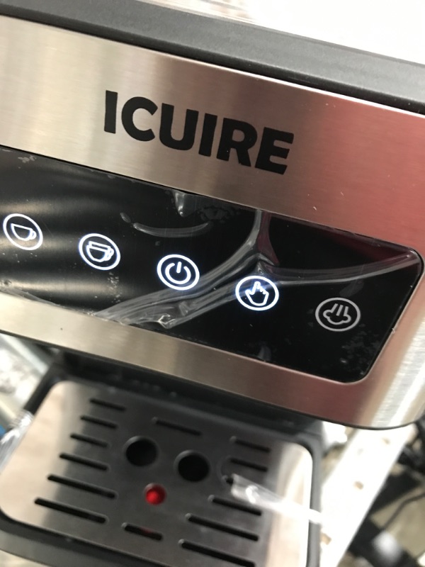 Photo 7 of *POWERS ON* ICUIRE Espresso Machine with Milk Frothing Pitcher, 20 Bar Expresso Coffee Machine, 1.5L Removable Water Tank, Semi-Automatic Coffee Machine with Steam Wand for Espresso, Latte, and Cappuccino, 1050W