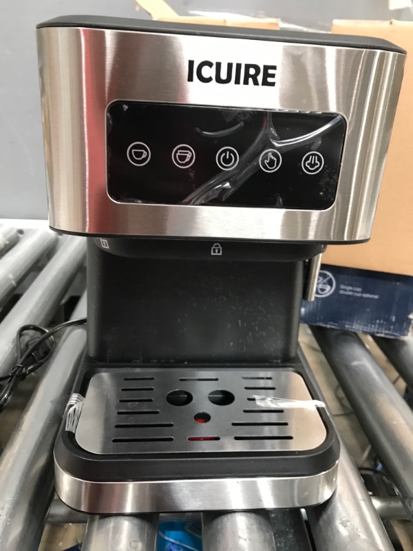 Photo 2 of *POWERS ON* ICUIRE Espresso Machine with Milk Frothing Pitcher, 20 Bar Expresso Coffee Machine, 1.5L Removable Water Tank, Semi-Automatic Coffee Machine with Steam Wand for Espresso, Latte, and Cappuccino, 1050W