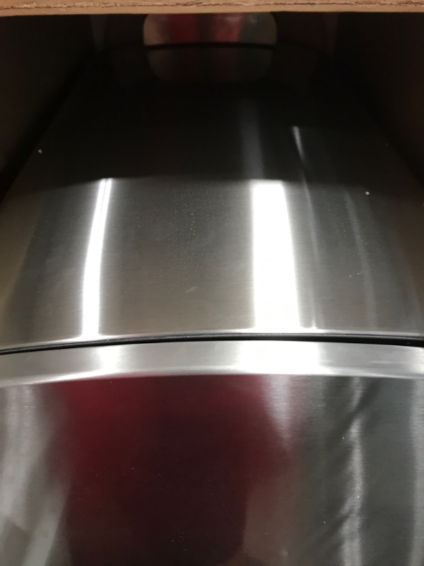 Photo 3 of Amazon Basics Smudge Resistant Rectangular Trash Can With Soft-Close Foot Pedal, Brushed Stainless Steel, 50 Liter/13.2 Gallon, Satin Nickel Finish
