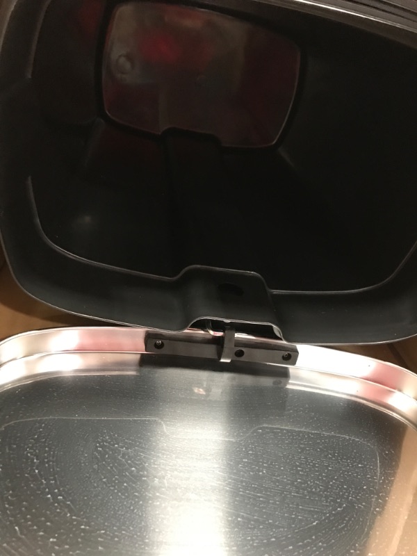 Photo 2 of Amazon Basics Smudge Resistant Rectangular Trash Can With Soft-Close Foot Pedal, Brushed Stainless Steel, 50 Liter/13.2 Gallon, Satin Nickel Finish
