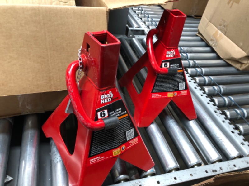 Photo 2 of **MINOR WEAR & TEAR**BIG RED T46002A Torin Steel Jack Stands: Double Locking, 6 Ton (12,000 lb) Capacity, Red, 1 Pair

