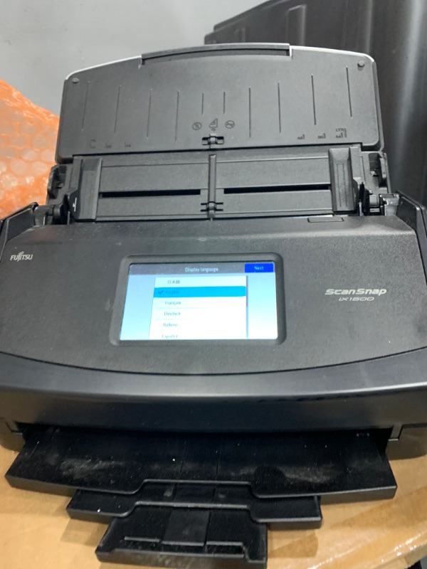 Photo 2 of Fujitsu ScanSnap iX1500 Color Duplex Document Scanner with Touch Screen for Mac and PC (Black Model)
**return item** tested and powers on and starts the menu ---see photos
