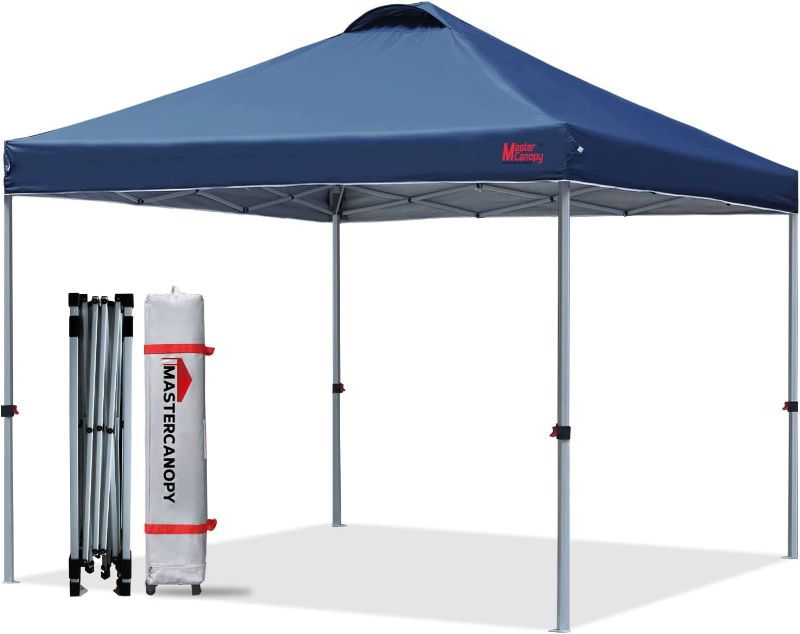 Photo 1 of MASTERCANOPY Durable Ez Pop-up Canopy Tent with Roller Bag (10x10, Navy Blue)
