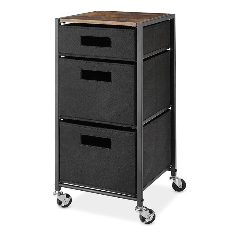 Photo 1 of *SEE NOTES* DEVAISE Mobile File Cabinet, Rolling Printer Stand with 3 Drawers, Fabric Vertical Filing Cabinet fits A4 or Letter Size for Home Office, Black