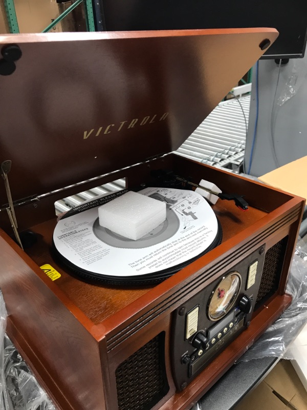 Photo 3 of Victrola 8-in-1 Bluetooth Record Player & Multimedia Center, Built-in Stereo Speakers - Turntable, Wireless Music Streaming, Real Wood | Espresso
