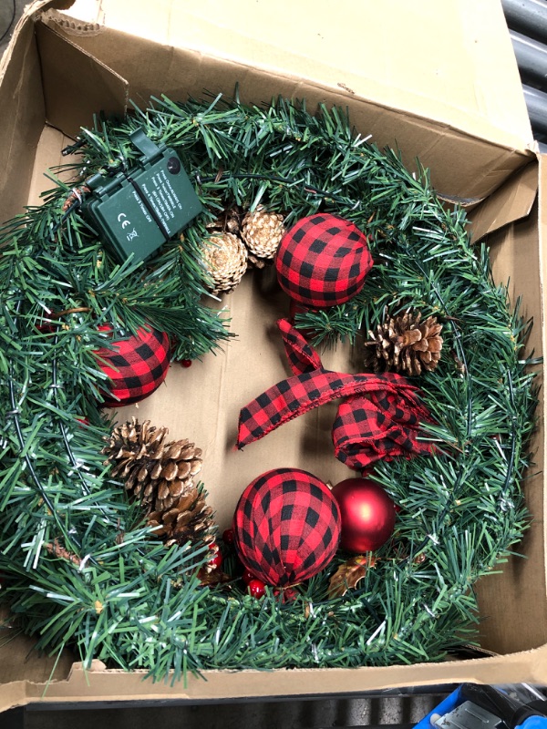 Photo 1 of 16 Inch Diameter Twig Ball Pinecone Holly Pine Wreath