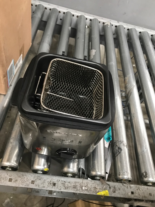 Photo 1 of *DAMAGED* OVENTE Electric Deep Fryer 1.5 Liter, 800W with Odor Filter Lid, Viewing Window, Adjustable Temperature Knob and Removable Stainless Steel Frying Basket, Perfect for Nuggets & Fries, Silver FDM1501BR
