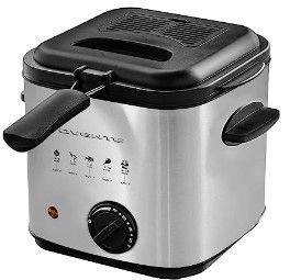 Photo 1 of *DAMAGED* OVENTE Electric Deep Fryer 1.5 Liter, 800W with Odor Filter Lid, Viewing Window, Adjustable Temperature Knob and Removable Stainless Steel Frying Basket, Perfect for Nuggets & Fries, Silver FDM1501BR
