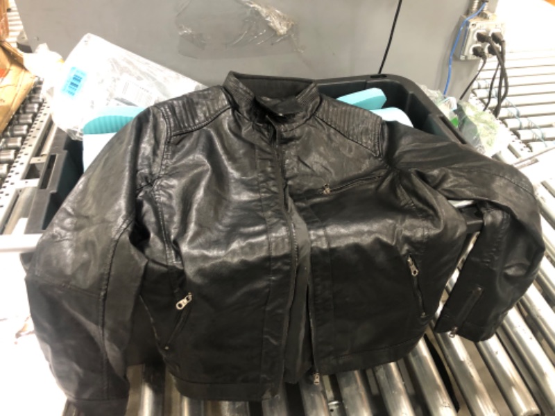 Photo 1 of Black Leather Jacket SIZE MEDIUM