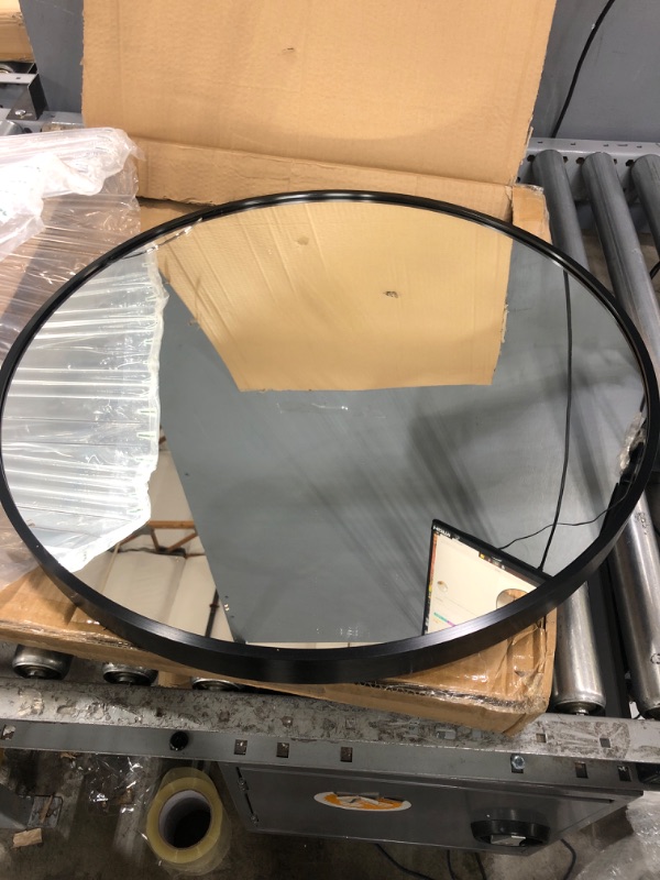 Photo 2 of * DAMAGED* oruii Round Mirror, Black Round Mirror 24 inch, Round Wall Mirror, Round Bathroom Mirror, Circle Mirrors for Wall, Living Room, Bedroom, Vanity, Entryway, Hallway. 24 inch Black