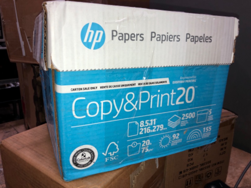 Photo 2 of HP Printer Paper | 8.5 x 11 Paper | Copy &Print 20 lb | 5 Ream Case - 2500 Sheets| 92 Bright Made in USA - FSC Certified| 200350C 5 Pack Standard Size (8.5x11)