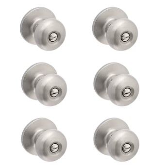 Photo 1 of ***MISSING PARTS***RELIABILT Baron Satin Nickel Interior Bed/Bath Privacy Door Knob Contractor Pack (6-Pack)