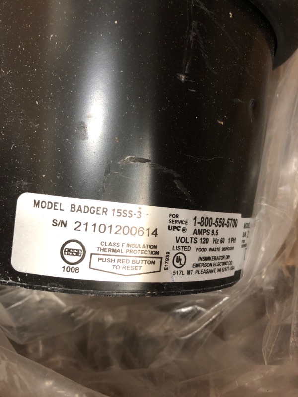Photo 3 of ***PARTS ONLY NOT FUNCTIONAL***Insinkerator Evolution 3/4-HP Continuous Feed Noise Insulation Garbage Disposal
