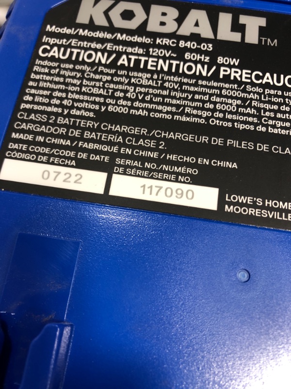 Photo 2 of ***UNABLE TO TEST***Kobalt Gen4 40-volt 520-CFM 120-MPH Battery Handheld Leaf Blower 4 Ah (Battery and Charger Included)