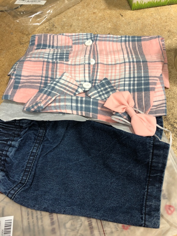 Photo 1 of 12-18 MONTHS PINK PLAID SHIRT AND JEANS