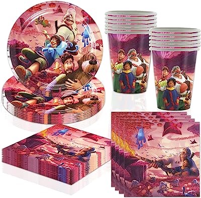 Photo 2 of 2 Pack-60 Pcs Strange World Birthday Party Supplies 20 Plates + 20 Napkin+20 Cups for Girls Boys Kids Strange World Birthday Party Decorations Disposable Dinner Dessert Cake Tableware