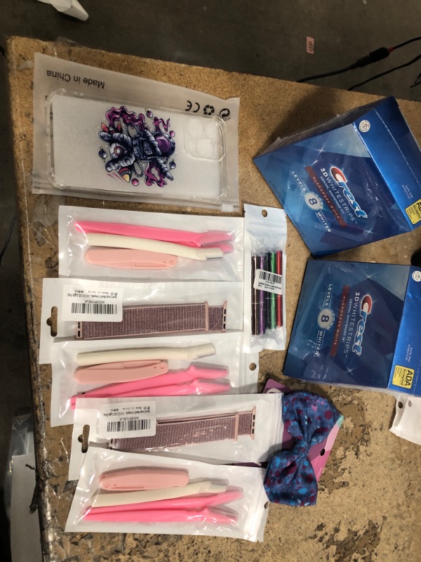 Photo 1 of (best buy 07-20-23:Crest 3D whitestrips) Bundle of assorted home goods 
