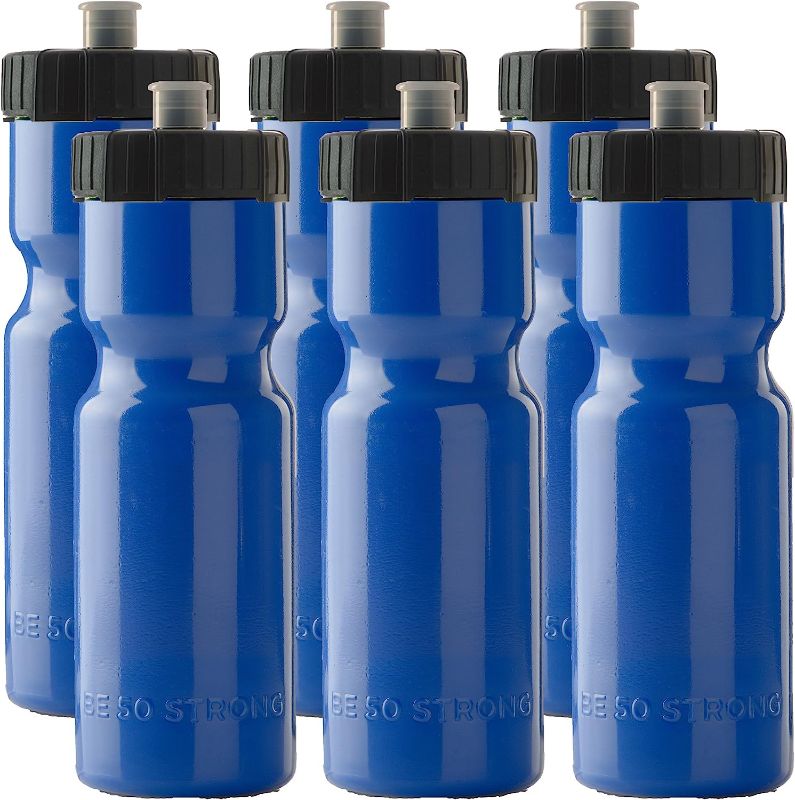 Photo 1 of 50 Strong Sports Water Bottle | 6 Pack of Reusable Squeeze Water Bottles | 22 oz. BPA-Free Plastic Bottles with Pull Top Cap | Made in USA | Top Rack...
