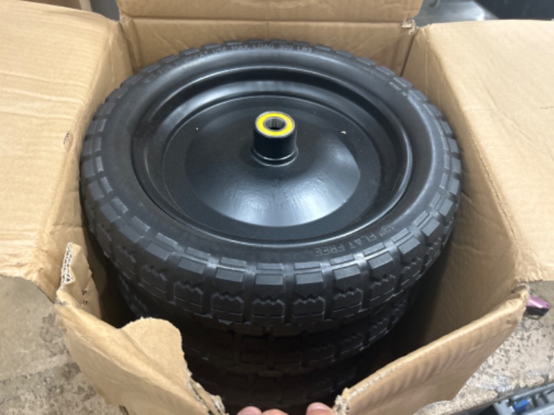 Photo 2 of (4-Pack) 13‘’ Tire for Gorilla Cart - Solid Polyurethane Flat-Free Tire and Wheel Assemblies - 3.15” Wide Tires with 5/8 Axle Borehole and 2.1” Hub 13“ Wheels -4 Pack