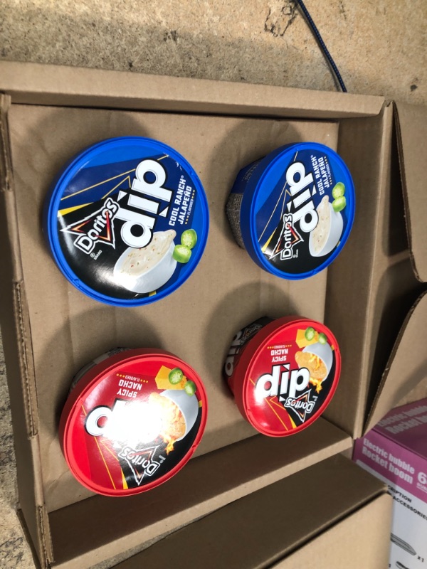 Photo 1 of **EXPIRES JUNE13/2023** Doritos Spicy Nacho Flavored Dip and Cool Ranch Jalapeno Flavored Dip Variety Pack, 10oz (4 Pack)
