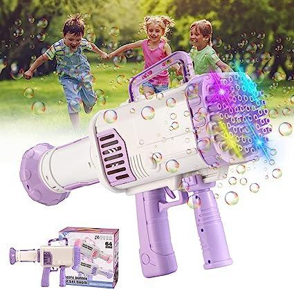 Photo 1 of Bubble Machine Gun 64-Hole Bubble Bazooka Gun Rocket Boom Bubble Machine Rocket Launcher Bubble Maker for Birthday Chirldrens Day Gift for Boys Girls Kids Toy Age 3 4 5 6 7 8+
