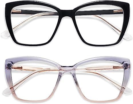 Photo 1 of AMOMOMA Trendy TR90 Oversized Blue Light Reading Glasses Women,Stylish Square Cat Eye Glasses AM6031