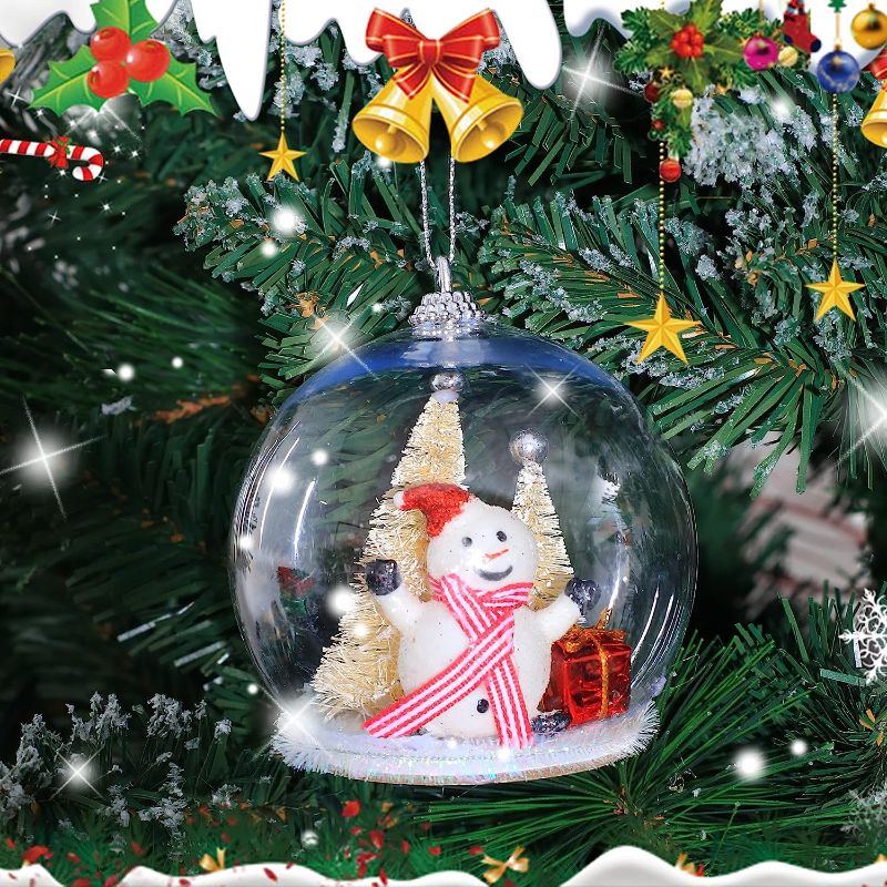 Photo 1 of **item has minor damage**scratches**
QinYing Clear Plastic Christmas Ornaments, 90mm/3.54'' DIY Transparent Shatterproof Xmas Ball