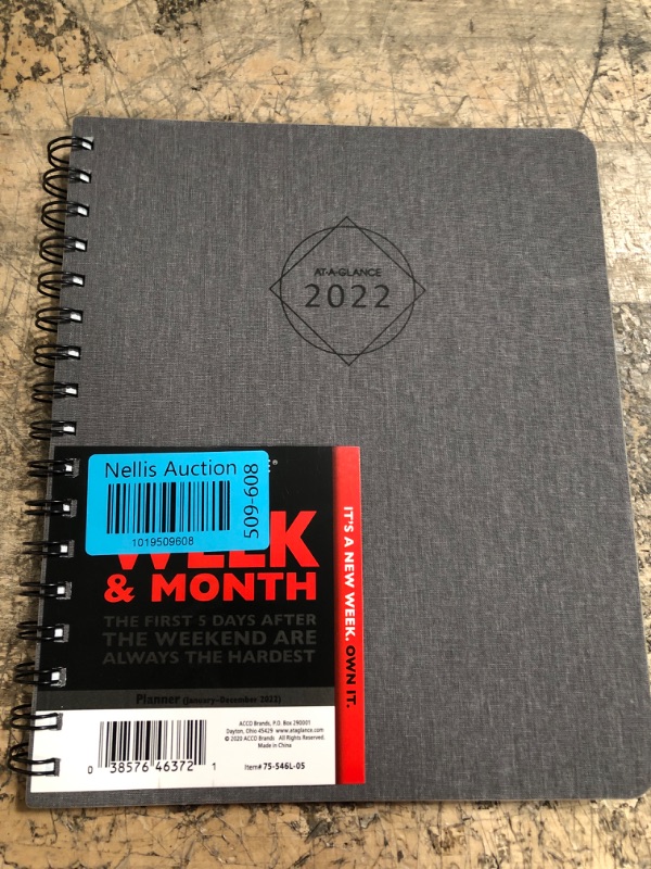 Photo 2 of 2022 Weekly & Monthly Planner by AT-A-GLANCE, 7" x 8-3/4", Medium, Divided Format, Elevation, Black (75546L05) 2022 Old Edition Medium Planner