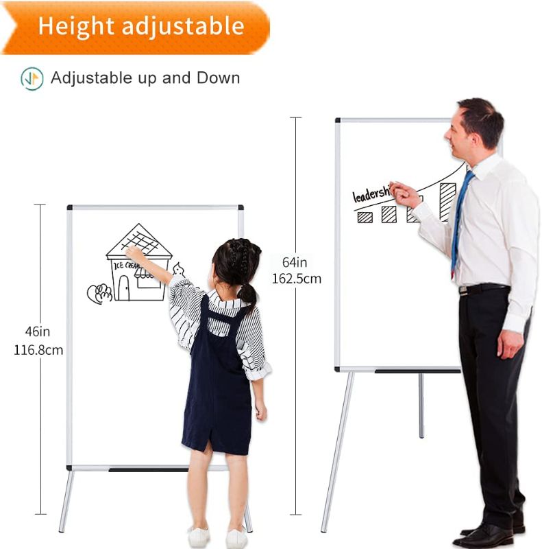 Photo 2 of Mobile Whiteboard – 36 x 24 inches Portable Magnetic Dry Erase Board, 3' x 2' Stand Easel White Board Dry Erase Easel Standing Board w/Flipchart Hooks