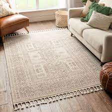 Photo 1 of **DIRTY FROM SHIPPING**Well Woven Loop-De-Loop Carina Tribal Beige 5'3" x 7'3" Flat-Weave Area Rug
