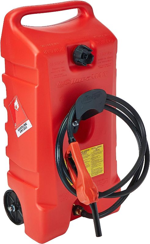 Photo 1 of **MINOR WEAR & TEAR**Scepter 06792 14 Gallon Flo-N-Go Duramax Gasoline 14 Gallon Portable Gas Fuel Tank Container with Fluid Transfer Siphon Pump Fuel Caddy, Red
