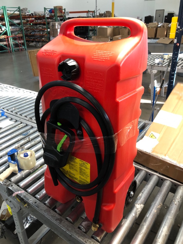 Photo 2 of **MINOR WEAR & TEAR**Scepter 06792 14 Gallon Flo-N-Go Duramax Gasoline 14 Gallon Portable Gas Fuel Tank Container with Fluid Transfer Siphon Pump Fuel Caddy, Red
