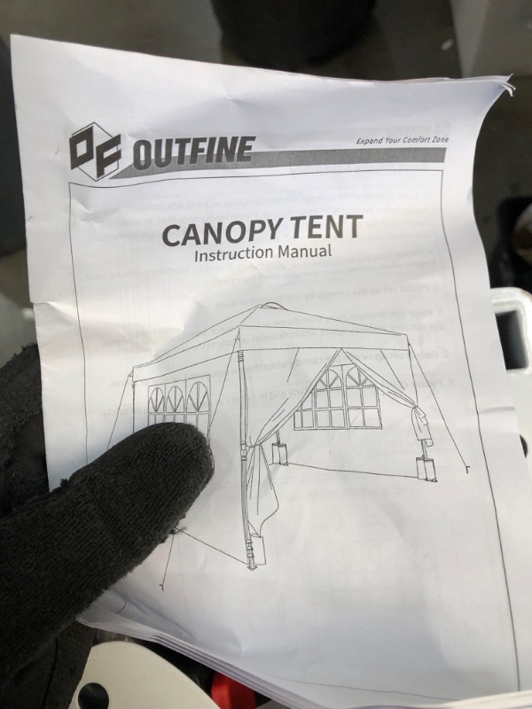 Photo 4 of **MINOR WEAR & TEAR**OUTFINE Canopy 10'x10' Pop Up Commercial Instant Gazebo Tent, Fully Waterproof, Outdoor Party Canopies with 4 Removable Zippered Sidewalls, Stakes x8, Ropes x4 (White, 10*10FT) White 10*10FT