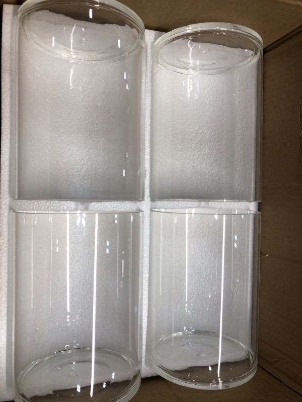 Photo 1 of 4 Pcs Glass Cylinder Vases Set, 6 x 8 Inch Clear Cylinder Candle Holders, Clear Glass Cylinder Vases for Flowers, Plant, Floating Pillar Candles, Decorative Centerpieces Home, Wedding, Events, Party