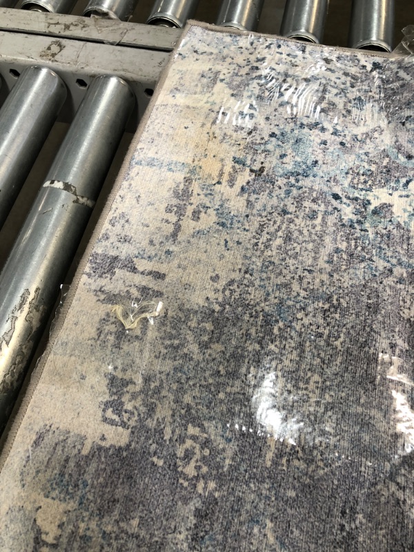 Photo 5 of **MINOR STAINS**ReaLife Machine Washable Rug - Stain Resistant, Non-Shed - Eco-Friendly, Non-Slip, Family & Pet Friendly - Made from Premium Recycled Fibers - Vintage Distressed Floral - Grey, 2'6" x 8' 2'6" x 8' Floral - Grey