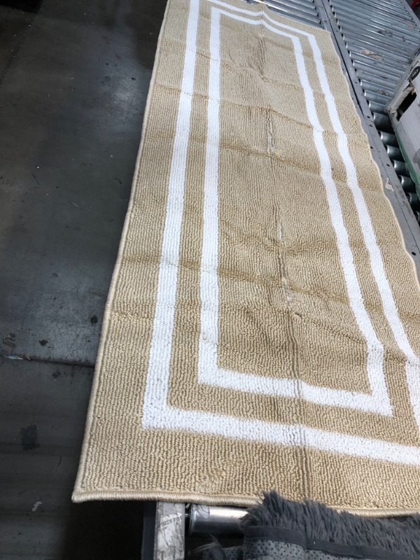 Photo 1 of 26" x 72" Tan and White Rug Runner