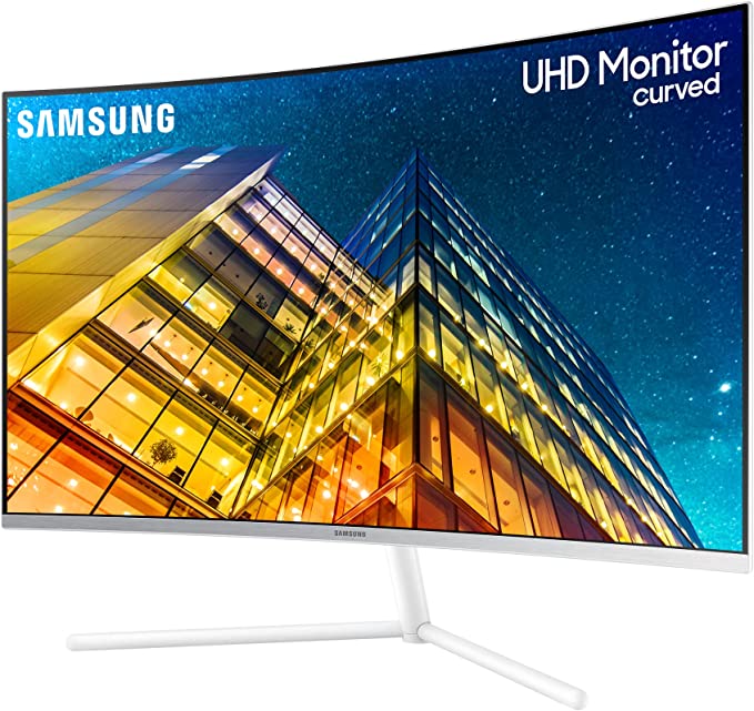 Photo 1 of SAMSUNG UR59 Series 32-Inch ViewFinity 4K UHD (3840x2160) Curved Monitor, HDMI, DisplayPort, 3-Sided Border-Less, Eye Saver Mode (LU32R591CWNXZA), White
