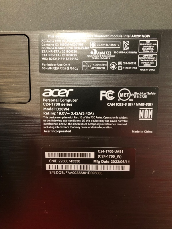 Photo 9 of Acer Aspire C24-1700-UA91 AIO Desktop | 23.8" Full HD IPS Display | 12th Gen Intel Core i3-1215U | Intel UHD Graphics | 8GB DDR4 | 512GB NVMe M.2 SSD | Intel Wireless Wi-Fi 6 | Windows 11 Home
