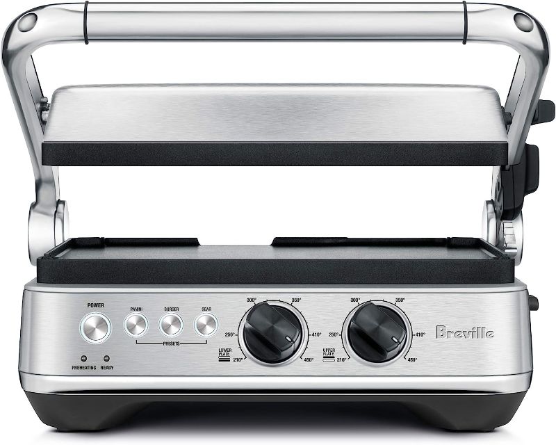 Photo 1 of Breville BGR700BSS the Sear and Press countertop electric grill, Medium, Brushed Stainless Steel
