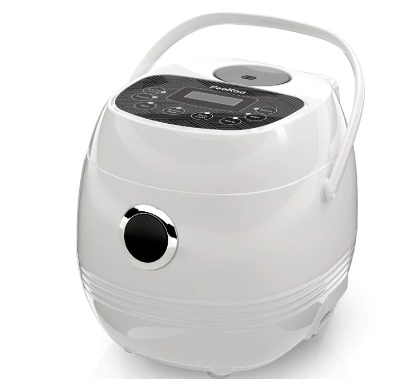 Photo 1 of FEEKAA Rice Cooker Small 4-Cup (cooked), Mini Travel Rice Maker, 6-in-1 Portable Rice Cooker' 2 Cup (uncooked), Slow Cooker, Soup Maker, Stew Pot, White
