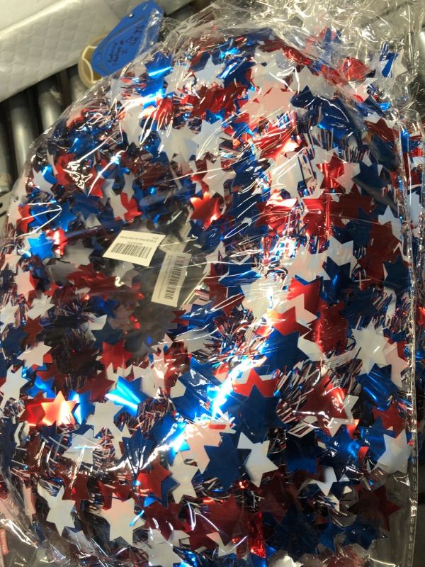 Photo 2 of 20" 4th of July Wreath for Front Door, Handmade Patriotic Tinsel Wreath Red Blue White Fourth of July Wreath for Independence Day Memorial Day Veterans Day Home Wall Porch Indoor Outdoor Decorations 20" Tinsel 4th of July Wreath